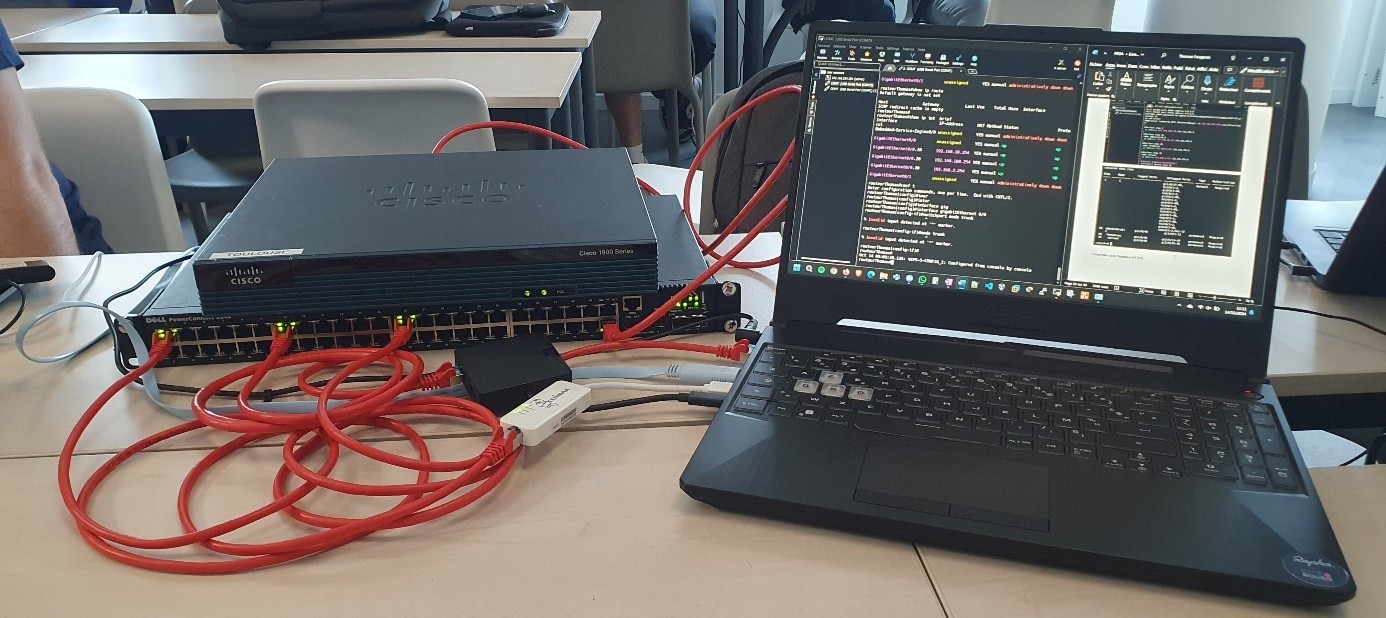 Maquette réseau avec routeur Cisco et switch Dell